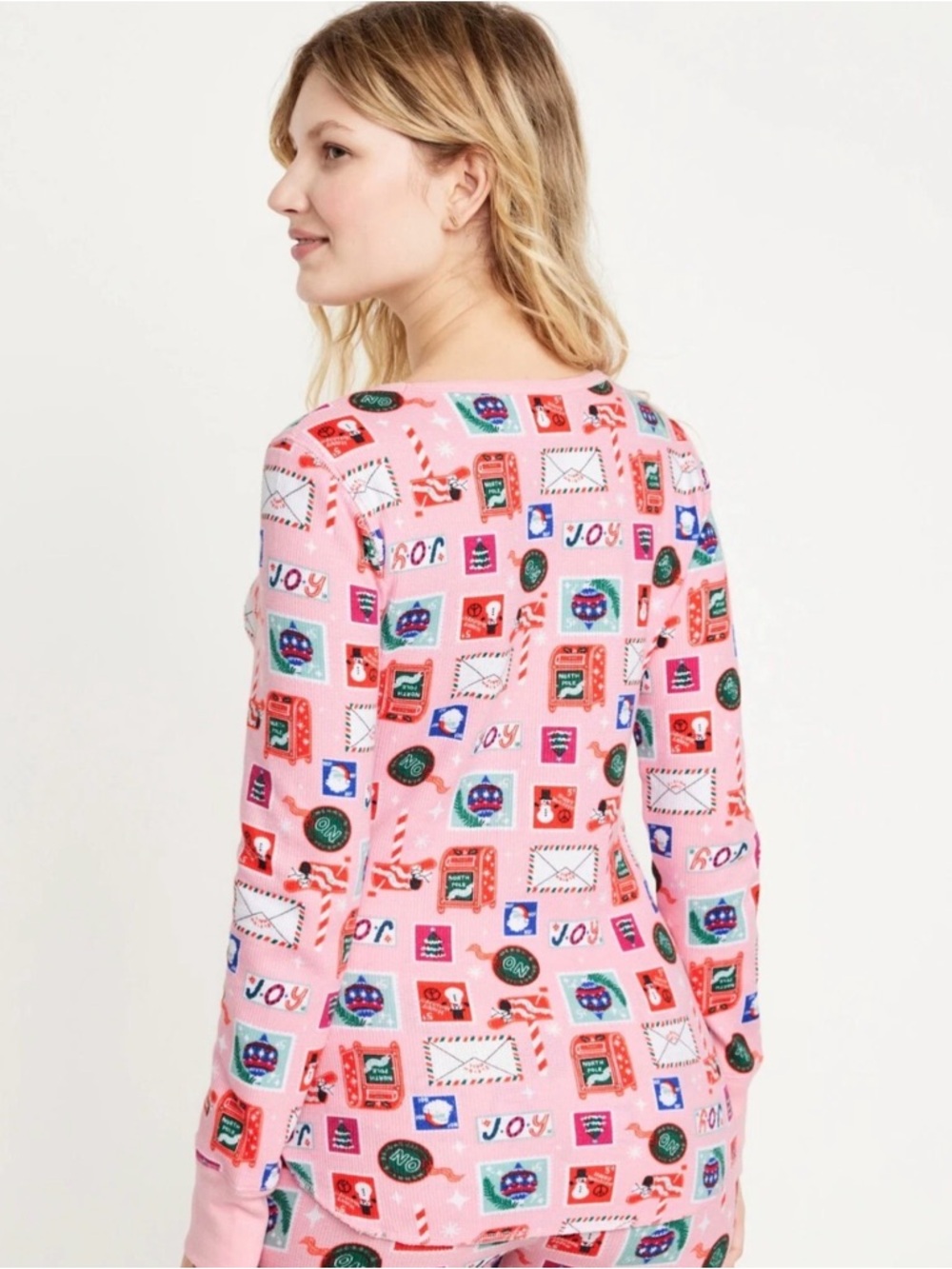 Pink Holiday Print Long Sleeve Top - Picture 2 of 6